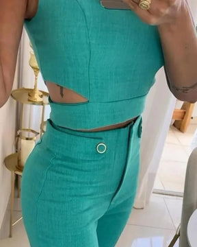 Conjunto Cropped com Calça Pantalona Itália