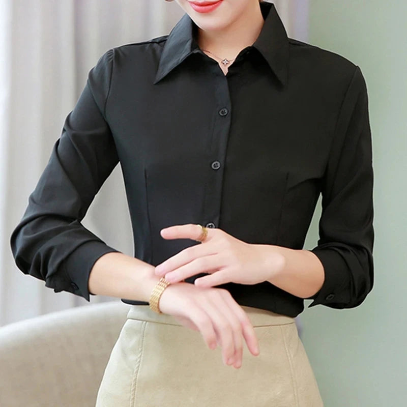 Camisa Social Feminina Elegante Manga Longa