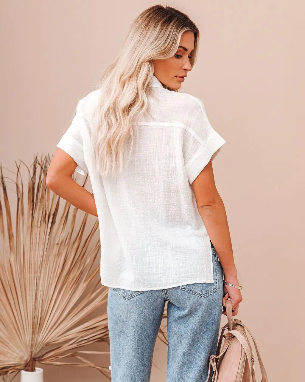 Blusa Feminina de Algodão com Botões - Estilo Casual